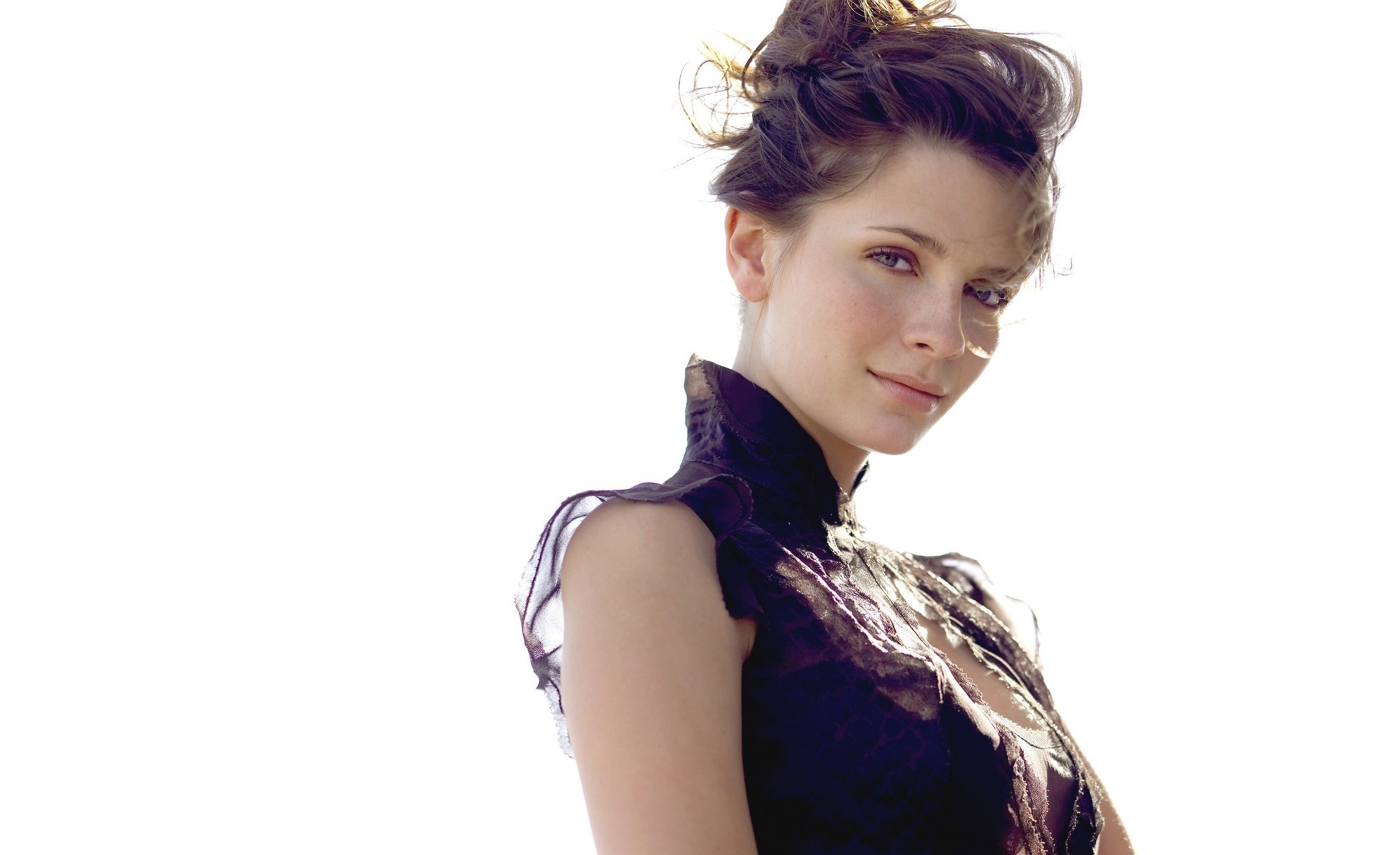 woman in black lace top