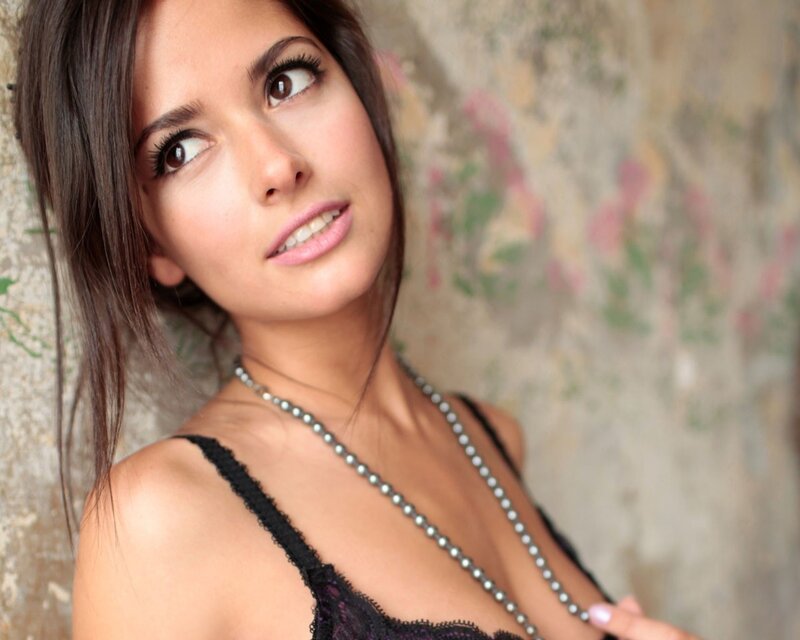 woman in black lace top