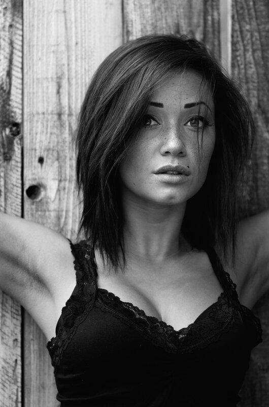 woman in black lace top