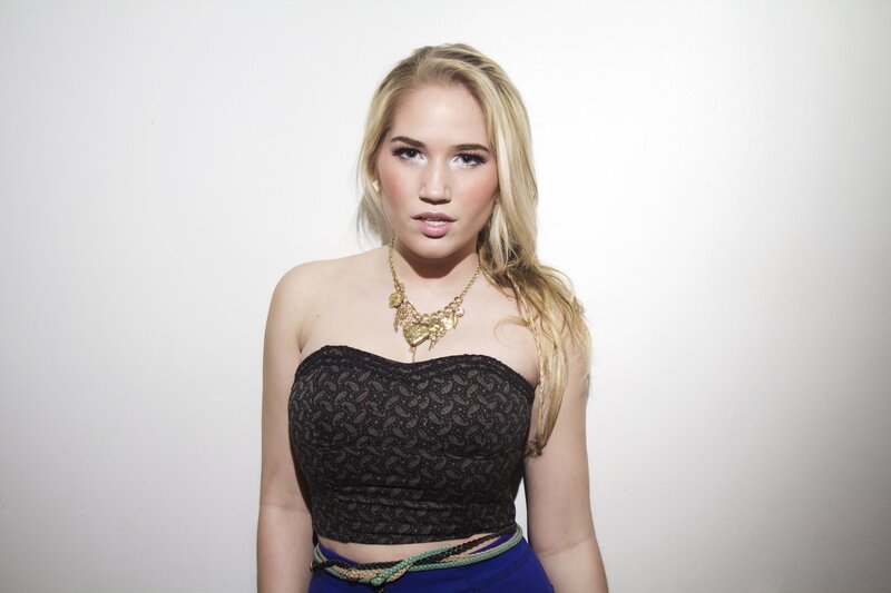 woman in black lace top