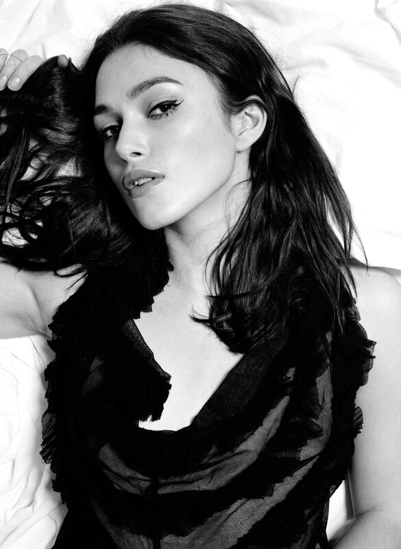 woman in black lace top