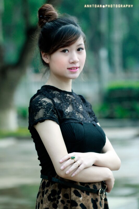 woman in black lace top