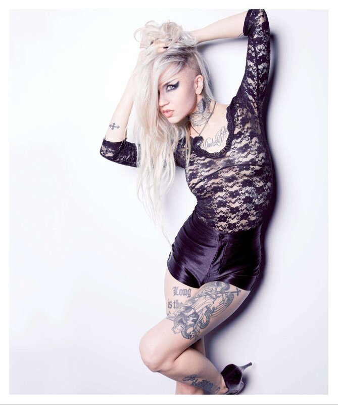 woman in black lace top