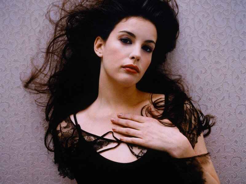 Woman in black lace top
