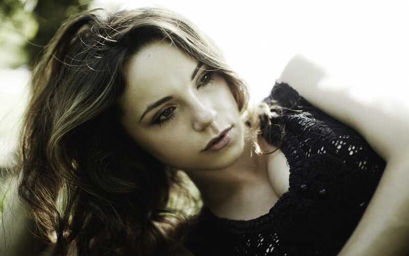 woman in black lace top