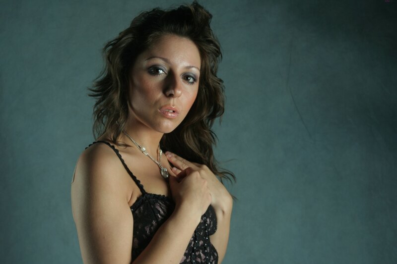 woman in black lace top