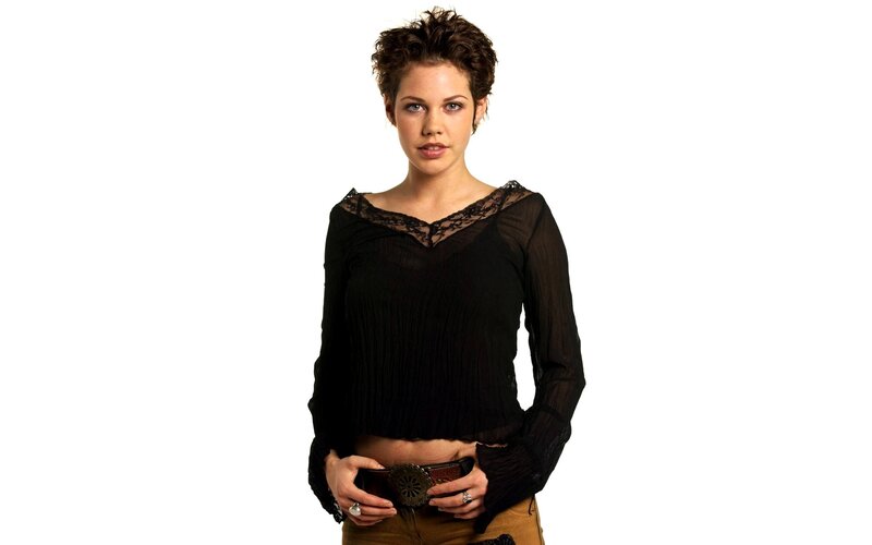 woman in black lace top