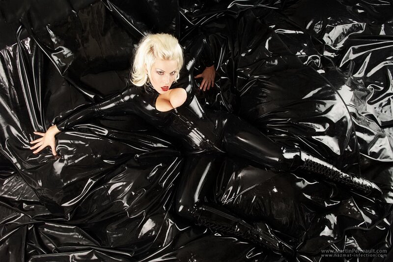 Woman in Black Latex — Dramatic, Photograph, Latex Suit, Boots