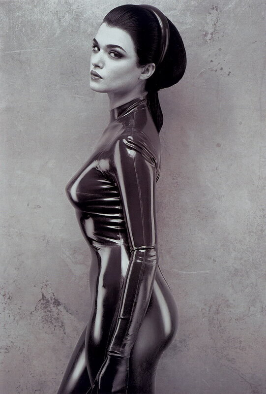 woman in black latex suit