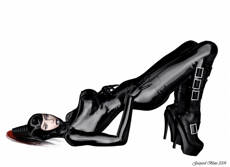 Woman in Black Latex Suit — Dramatic, Digital Art
