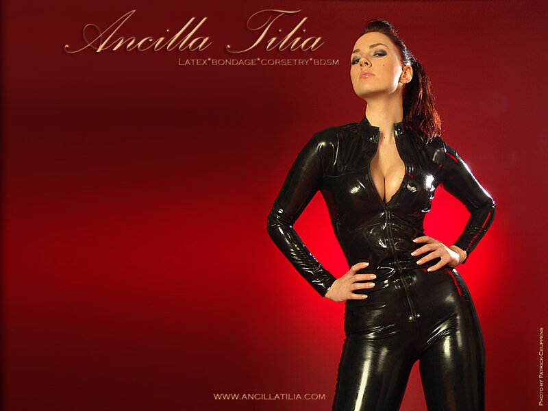 Woman in Black Latex Suit — Red