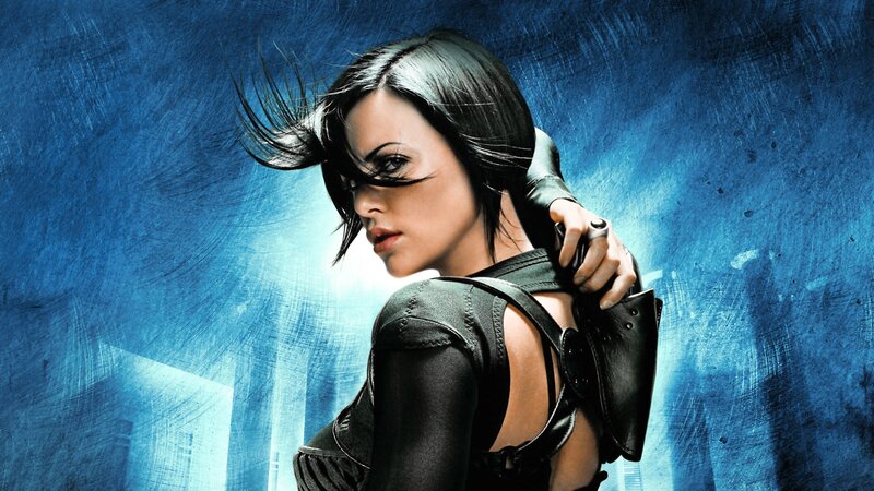 Woman in Black Leather — Blue