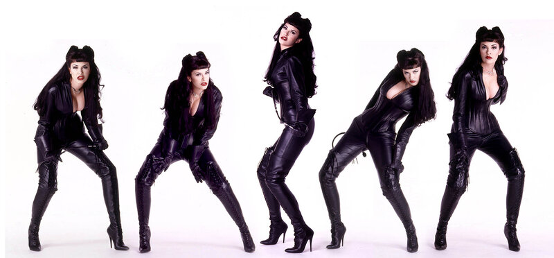 Woman in Black Leather — Confident, Photograph, Leather Suit
