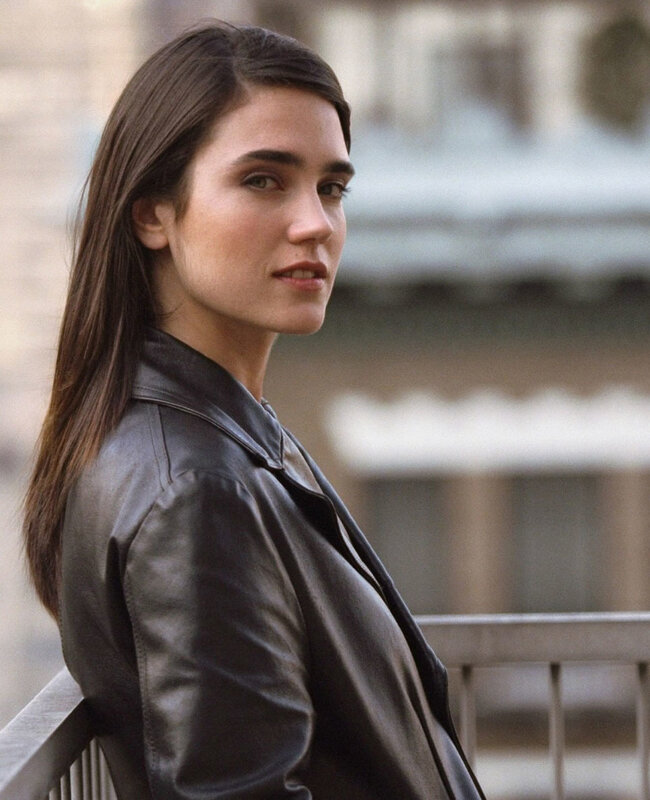 woman in black leather jacket