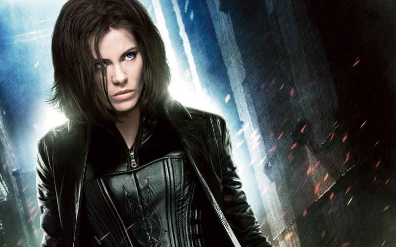 Woman in black leather jacket