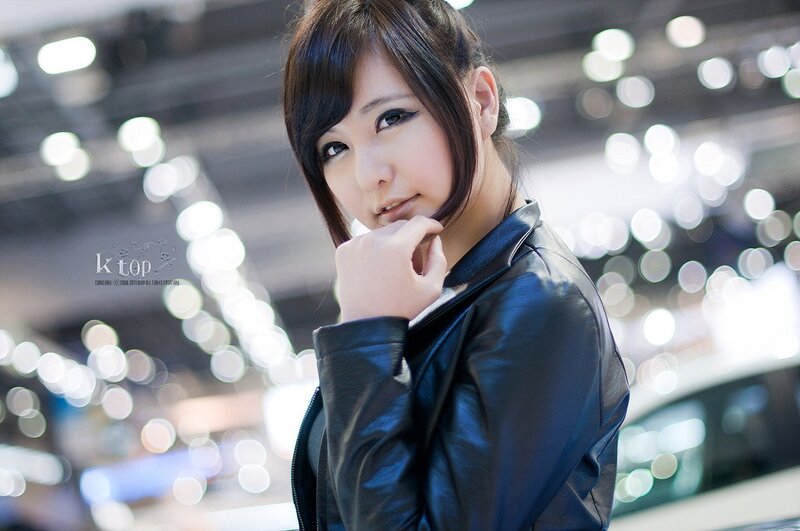 woman in black leather jacket