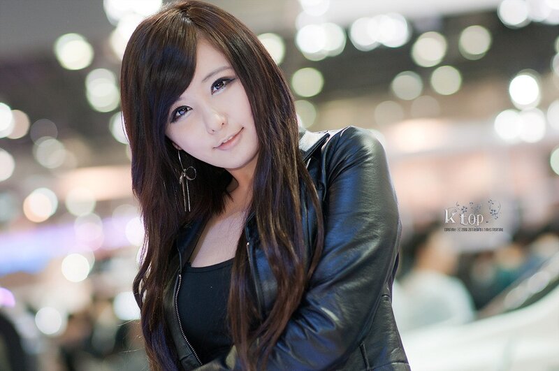 woman in black leather jacket