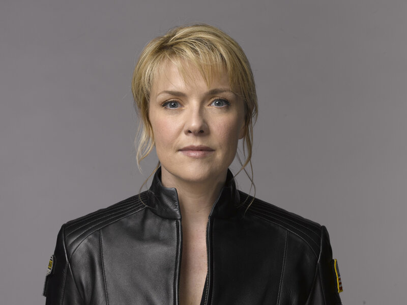 woman in black leather jacket