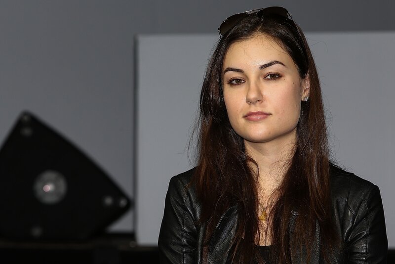 woman in black leather jacket