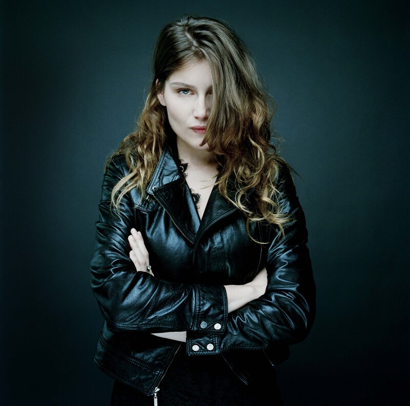 woman in black leather jacket