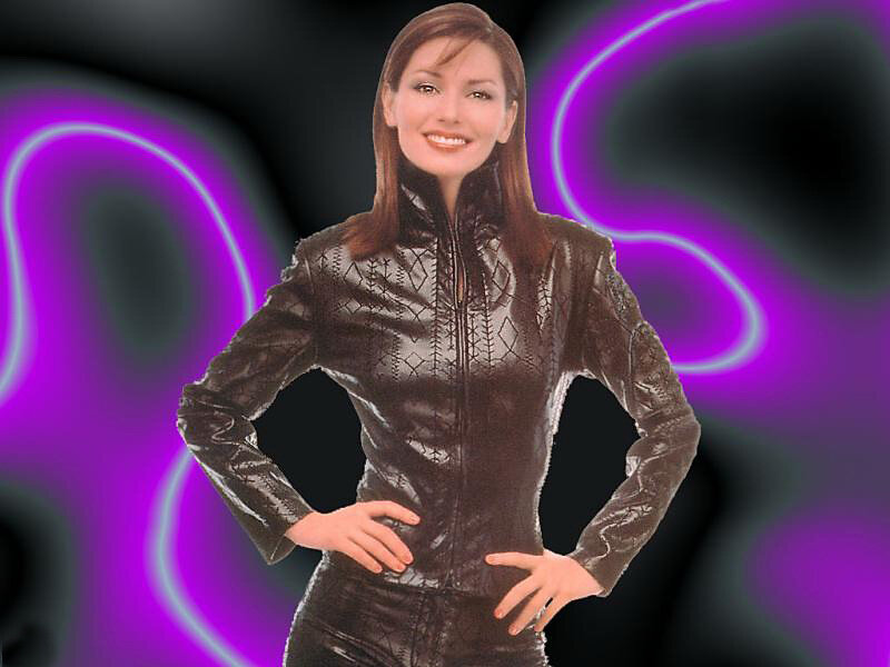 woman in black leather jacket