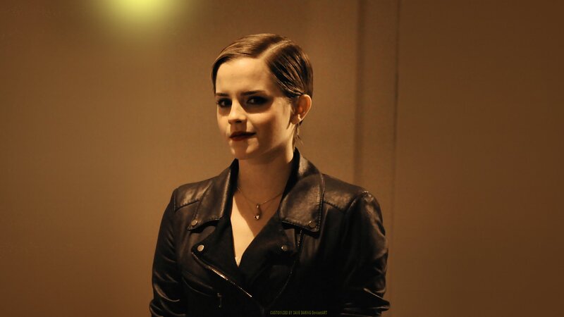 Woman in Black Leather Jacket — Brown
