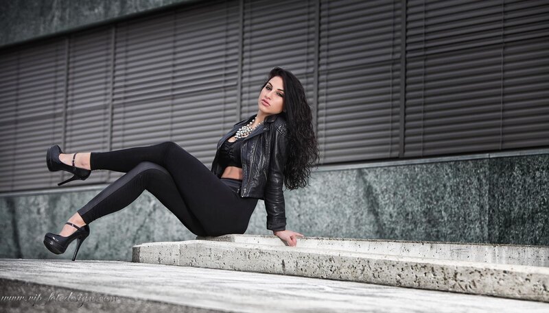 Woman in Black Leather Jacket — Confident, Photograph, Leather Jacket, High Heels