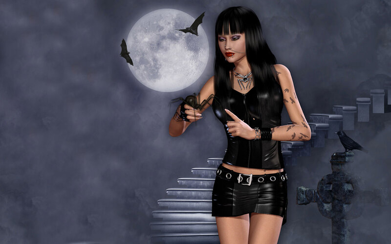 Woman in Black Leather Outfit — Dark