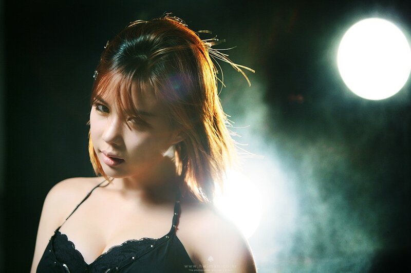 Woman in Black Lingerie — Dramatic, Night, Photograph, Light, Smoke