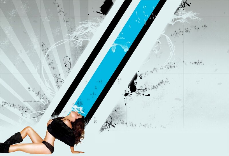 woman in black lingerie on abstract background