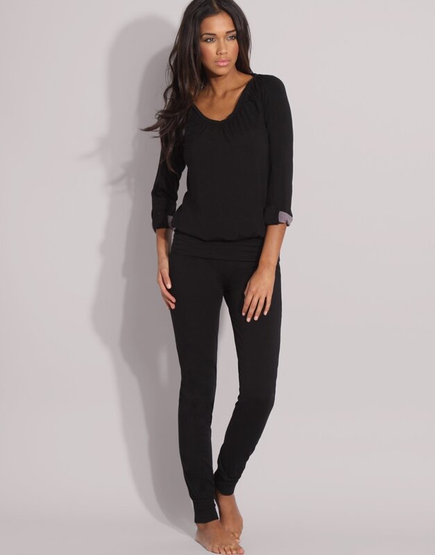 woman in black loungewear