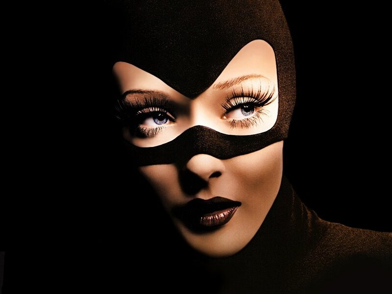 woman in black mask