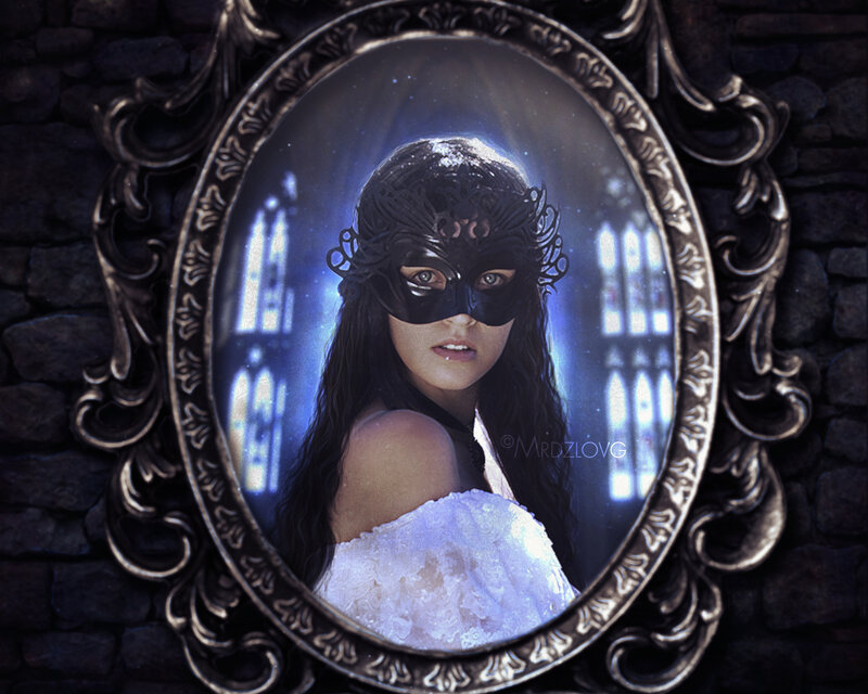 Woman in Black Mask — Dramatic, Night, Digital Art, Mirror