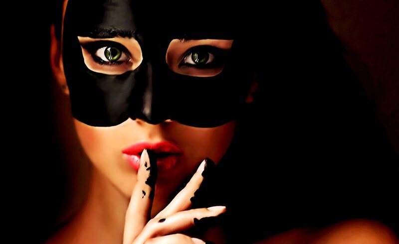 Woman in Black Mask — Dramatic, Night, Digital Art