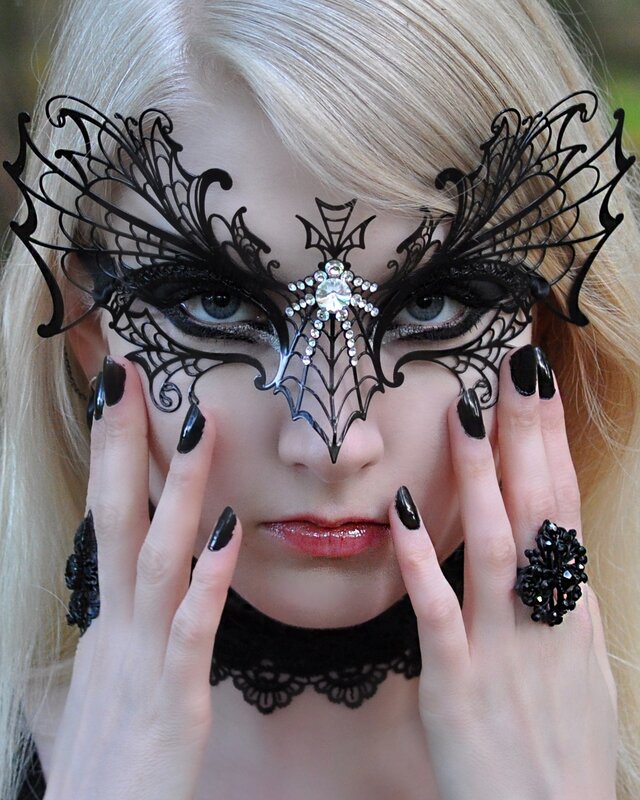 Woman in Black Mask — Dramatic, Photograph, Nails