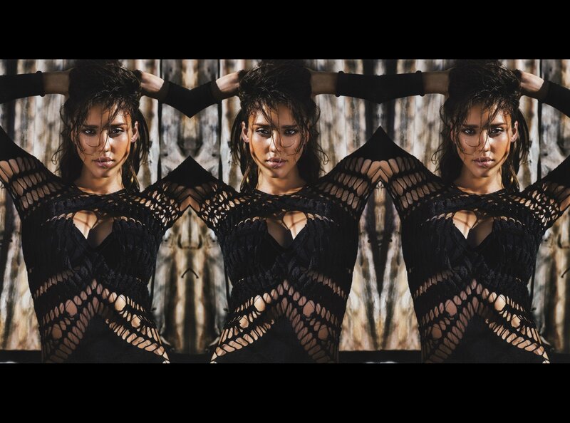 Woman in Black Mesh Dress — Dramatic