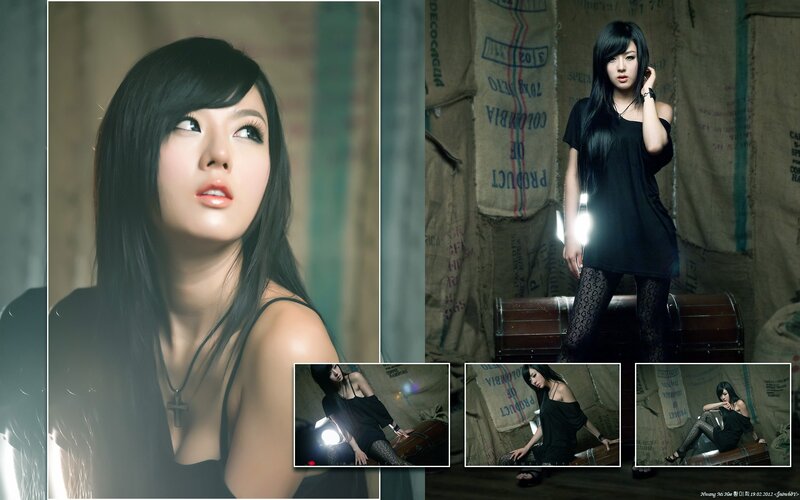 woman in black outfit
