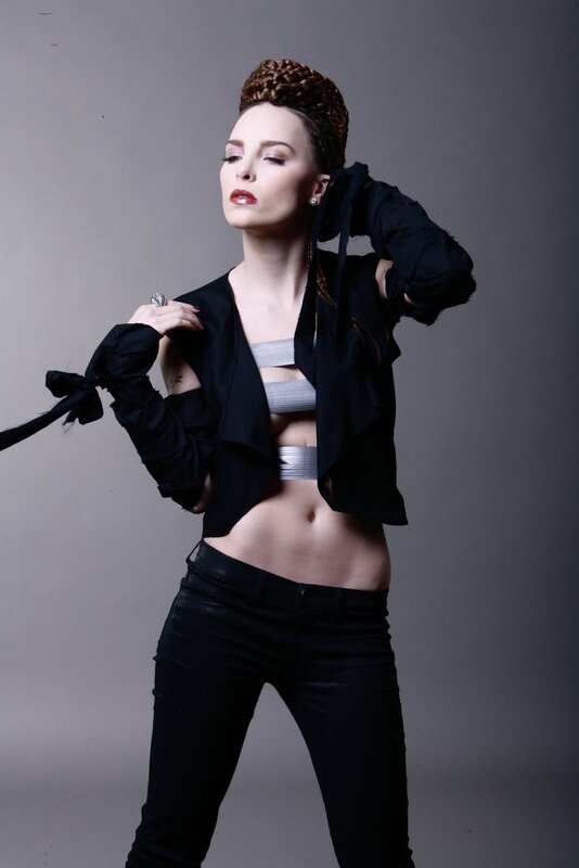 woman in black outfit