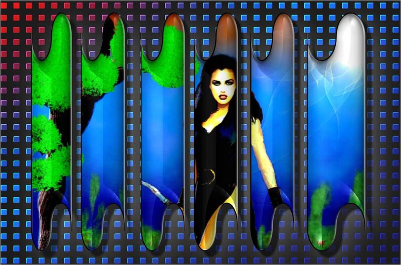 Woman in Black Outfit — Blue, Dramatic, Digital Art