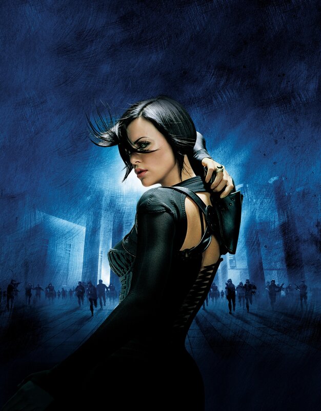 Woman in Black Outfit — Blue, Dramatic, Night, Digital Art, Gun, Zombies
