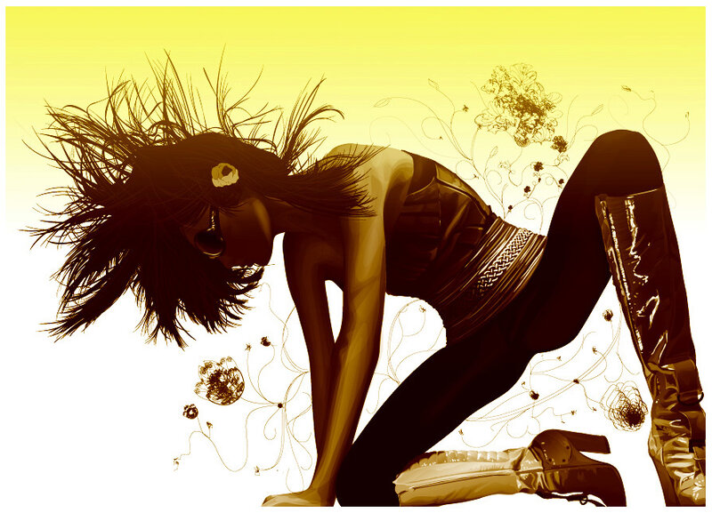 woman in black outfit crouching