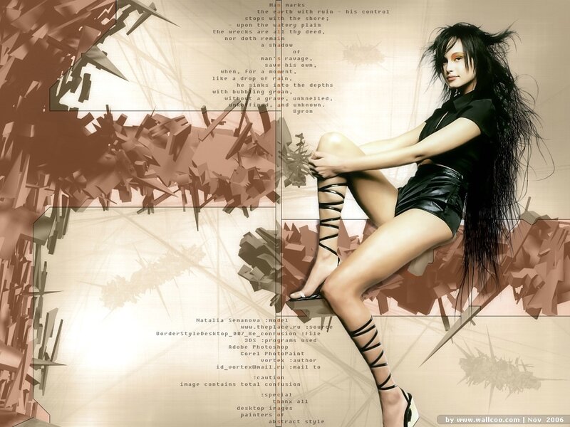 Woman in Black Outfit — Dramatic, Digital Art, Long Hair