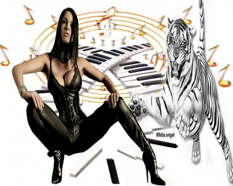 Woman in Black Outfit — Dramatic, Digital Art, Tiger