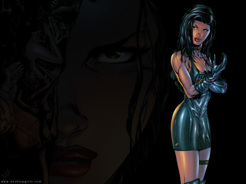 Woman in Black Outfit — Dramatic, Night, Comic