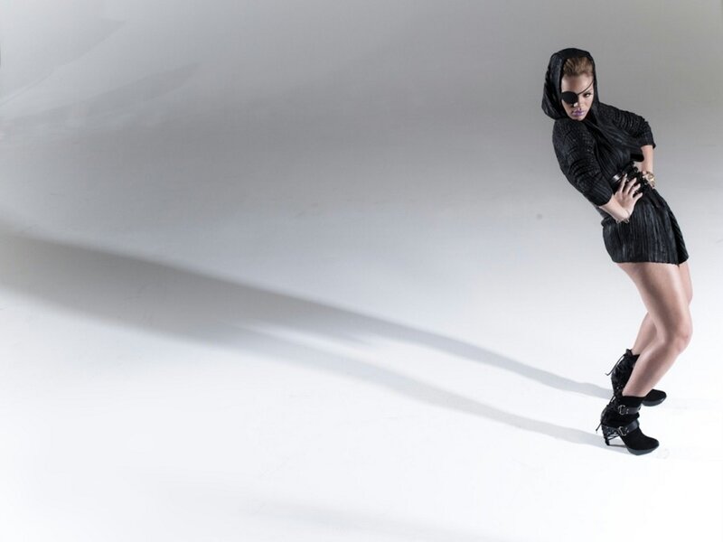 Woman in Black Outfit — Dramatic, Photograph, Eyepatch