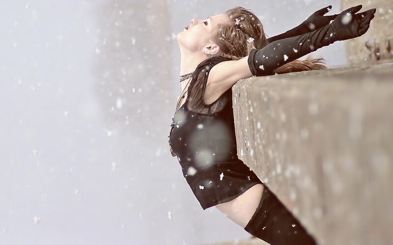 Woman in Black Outfit — Dramatic, Winter
