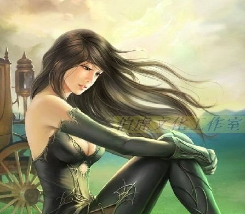 Woman in Black Outfit — Green