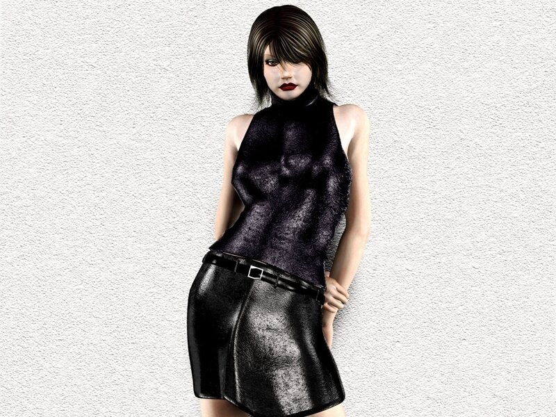 Woman in Black Outfit — Neutral, 3d Render, Skirt
