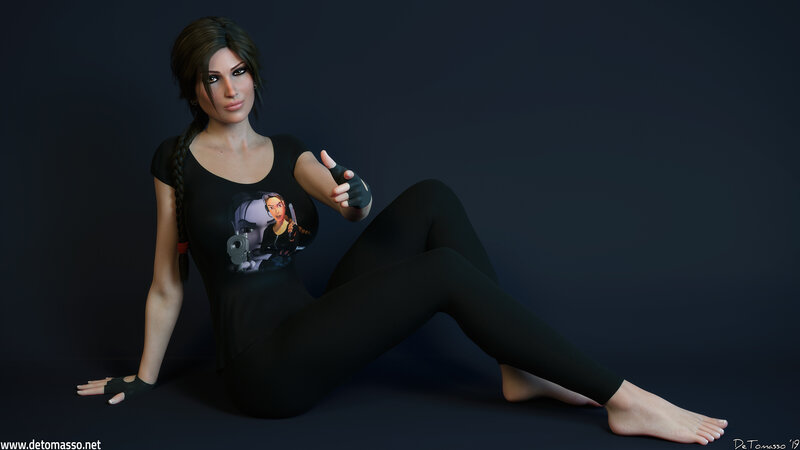 Woman in Black Outfit — Neutral, 3d Render, T-shirt with Graphic