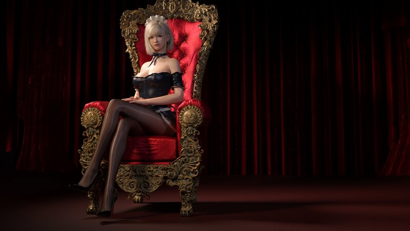 Woman in Black Outfit — Red, Dramatic, 3d Render